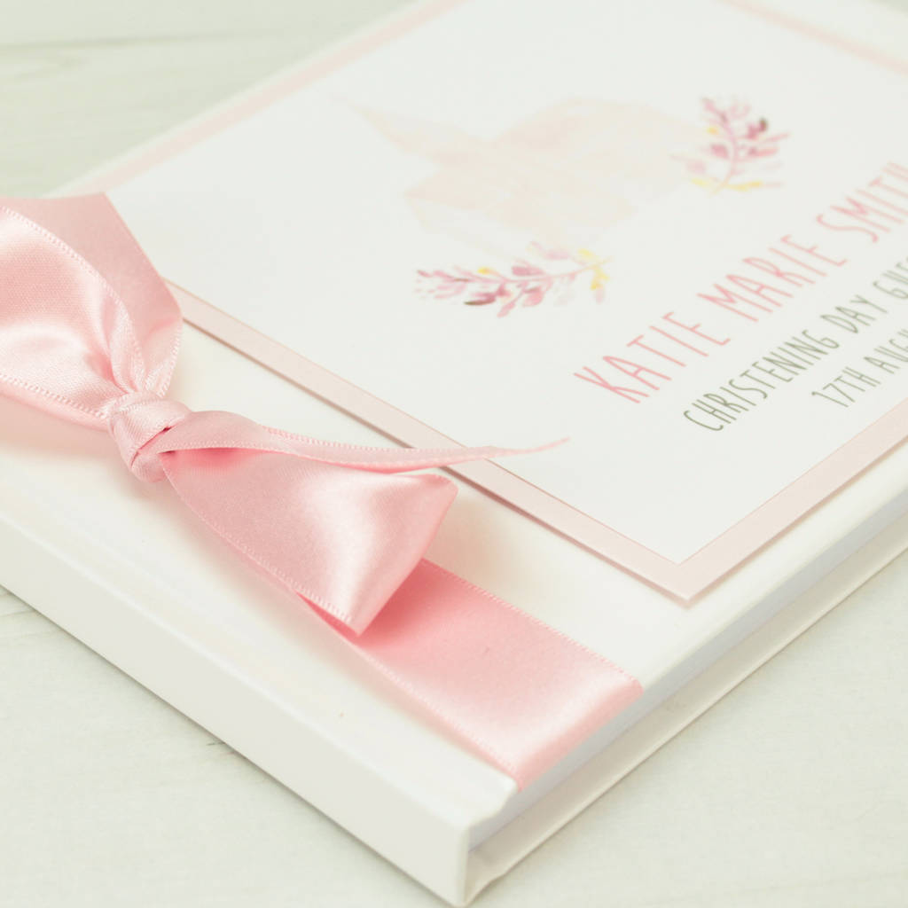 Personalised Watercolour Church Christening Guest Book By Dreams To
