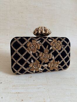 Black Velvet Handcrafted Clutch Purse, 3 of 8