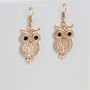 Silver/Gold Plated Encrusted Owl Earrings, thumbnail 1 of 10