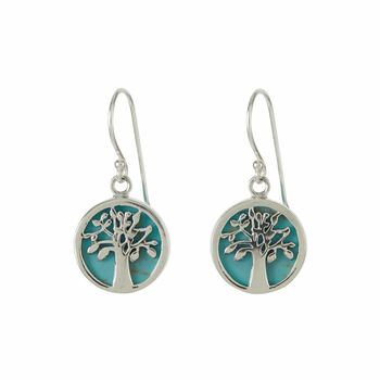 Tree Of Life Healing Turquoise Silver Earrings, 2 of 8