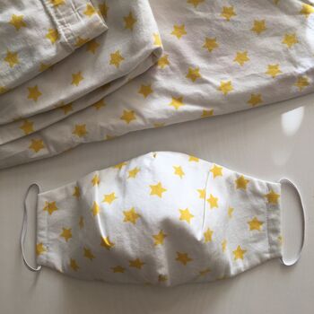 Upcycled Silk Lined Star Pattern Cotton Face Mask, 2 of 11