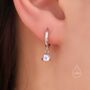 Sterling Silver 4mm Moonstone Hoop Earrings, thumbnail 9 of 12