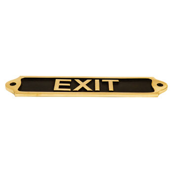 Personalised Exit Sign Vintage Style Brass Door Plaque, 2 of 7