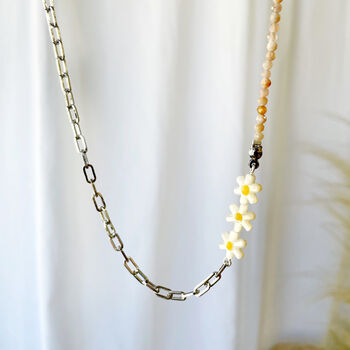 Pearl Daisy And Aquamarine Gemstone Beaded Necklace, 8 of 12