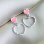 Sterling Silver Heart Dangle Stud Earrings, thumbnail 1 of 5