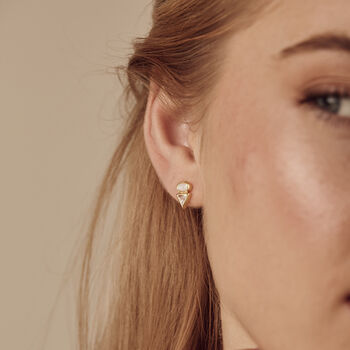 Gold Opal And Diamante Triangle Studs, 3 of 5