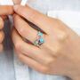 Molten Sterling Silver Blue Opal Trio Ring, thumbnail 3 of 6