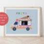 Personalised Kids Ice Cream Truck Print, thumbnail 5 of 6