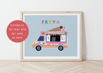 Personalised Kids Ice Cream Truck Print, 5 of 6