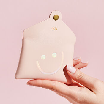 Personalised Smiley Face Leather Card + Coin Purse, 2 of 6