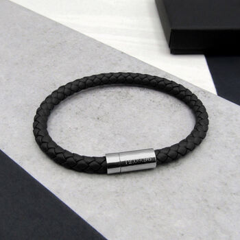 Personalised Special Date Men's Woven Leather Bracelet, 2 of 8