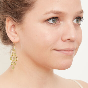 Green Peridot Gold Plated Silver Chandelier Earrings, 5 of 12