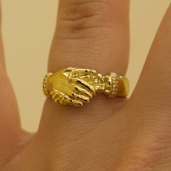 Skeleton Hand Shake Ring With Diamond Cuffs, 4 of 6