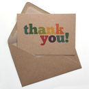 Set Of 12 Colourful Thank You Postcard Note Cards By Dig The Earth ...