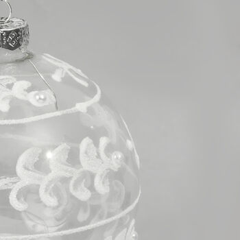 G Decor Glass Bauble With White And Silver Patterning, 4 of 4