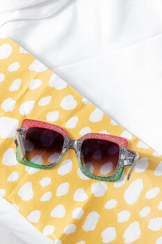 Glitter Chunky Oversized Statement Butterfly Sunglasses, 5 of 10