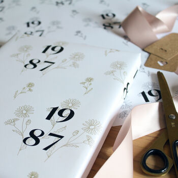 Birth Flower And Special Year Wrapping Paper, 2 of 5
