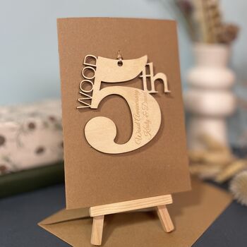 Personalised 5th Wood Wedding Anniversary Card, 7 of 10