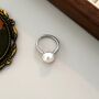 Juliette Ivory Silver Pearl Crown Snow Ball Charm Gift Ring, thumbnail 5 of 6