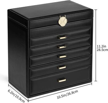 Large Black Six Layers Jewellery Box Case, 5 of 6