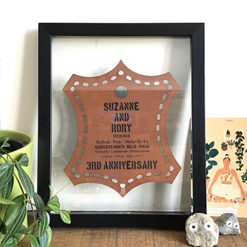 Personalised Leather 3rd Wedding Anniversary Art, 8 of 10