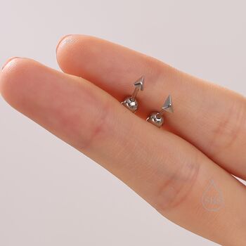 Sterling Silver Extra Tiny Triangle Pyramid Screw Back Earrings, 5 of 10