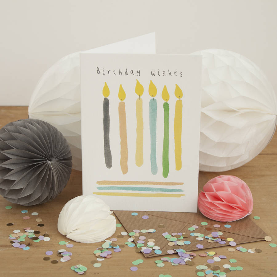 birthday candles 'birthday wishes' card by little paisley designs