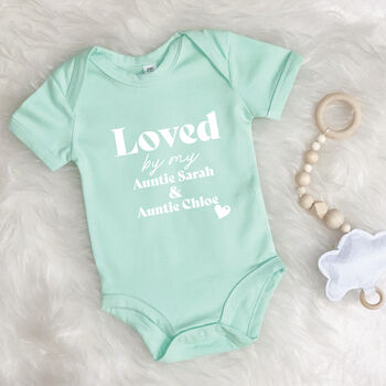 Loved By Auntie And Uncle Personalised Babygrow, 9 of 9