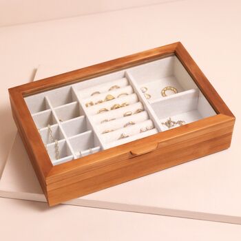 Glass Top Wooden Jewellery Box, 11 of 11