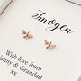 Personalised Little Rose Gold Plated Bee Earrings, thumbnail 2 of 3