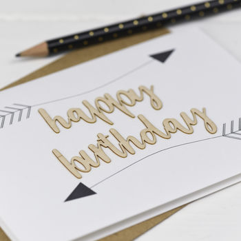 Happy Birthday Arrows Wooden Words Card, 2 of 3