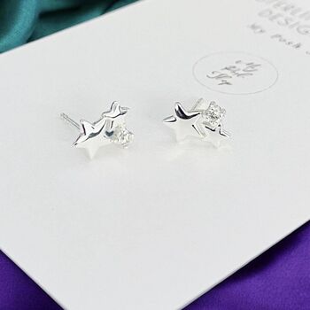 Christmas Sparkle Sterling Silver Star Stud Earrings, 2 of 7