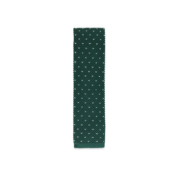 Men's Square End Knitted Tie With Dots | Dark Green, 3 of 5