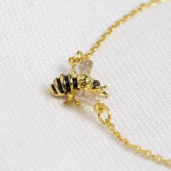 Gold Plated Enamel Bumblebee And Daisy Anklet, 3 of 5