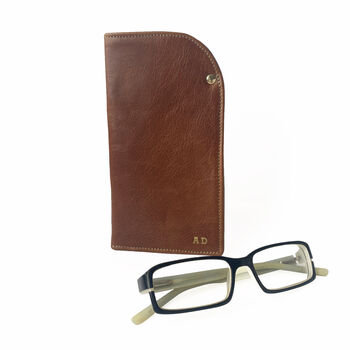 Personalised Tan Leather Glasses Case, 2 of 8
