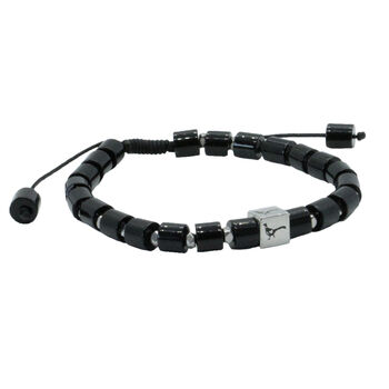 Men's Pheasant Bead Adjustable Black Agate Bracelet, 3 of 4