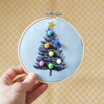 Christmas Tree Hoop Embroidery Kit, 3 of 5