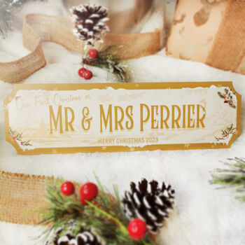 Personalised 'Mr And Mrs First Christmas' Street Sign, 5 of 5