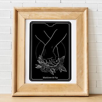 Personalised Clasped Hands, Line Art Print, 2 of 10