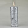 G Decor Adeline Silver Metallic Textured Pillar Candle, thumbnail 5 of 6