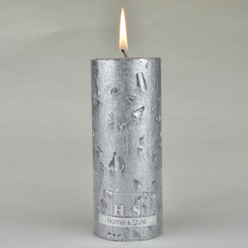 G Decor Adeline Silver Metallic Textured Pillar Candle, 5 of 6