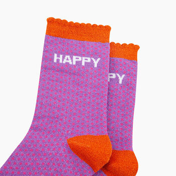 Happy Spotted Combed Cotton Glitter Socks In Lilac, 2 of 4