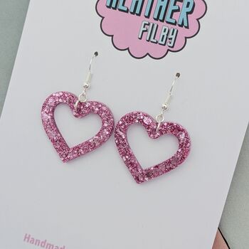 Love Heart Small Glitter Resin Earrings, 3 of 12