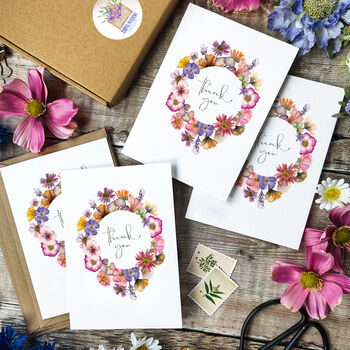Pressed Flower Watercolours Thank You Cards By Paper Willow ...