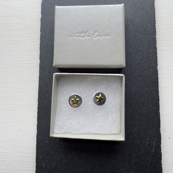 Star Stud Earrings With Silver Rose Or Gold Colour Star, 9 of 12