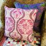 Tiger Chinoiserie Print Velvet Piped Cushion, thumbnail 1 of 4