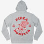 Pizza Monster Unisex Graphic Hoodie In Grey, thumbnail 5 of 6