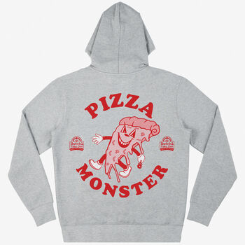 Pizza Monster Unisex Graphic Hoodie In Grey, 5 of 6