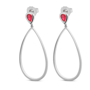 Petal Drop Earrings With Pear Cut Ruby, 2 of 5
