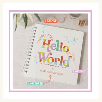 Colourful 'Hello World' Bump To Birth Custom Journal, 7 of 11
